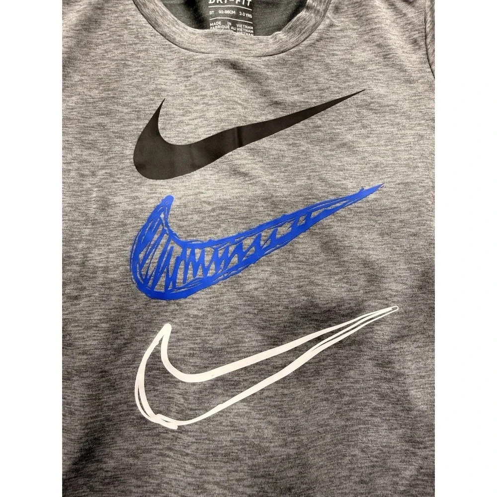 Nike Boys 3T Dri-FIT Triple Swoosh Graphic Tee & Shorts Activewear Outfit Set